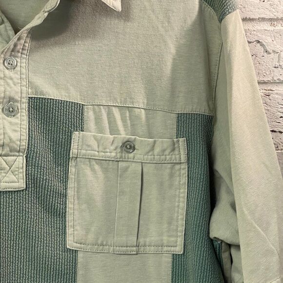 Vintage Haband Casual Joe Short Sleeve Bottom Banded Green Collared Shirt Large - Picture 3 of 8